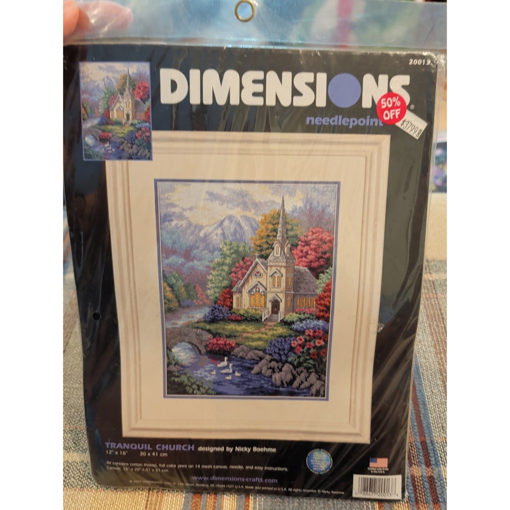 New Dimensions Needlepoint Kit 20013 Tranquil Church 12 x 16"